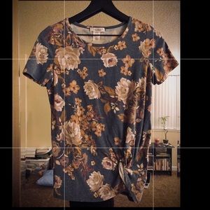 Erin Blair Blue Floral Print SS Blouse Sz (S) NWOT
